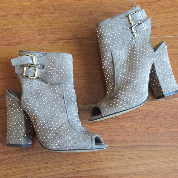 Jessica Simpson Shoes - Jessica Simpson Grey Suede & Gold Stud Booties